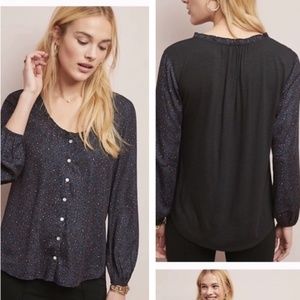 New Anthropologie Dolan Navy Leopard Print Blouse